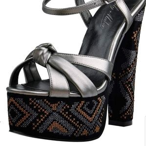 Bohemian Embroidery Platform Strap Sandals